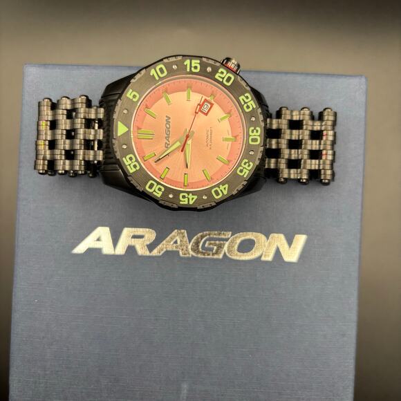 Aragon Sea Charger Pink Dial Automatic 44mm Men’s Watch Limited Edition 28/50 - Picture 10 of 17